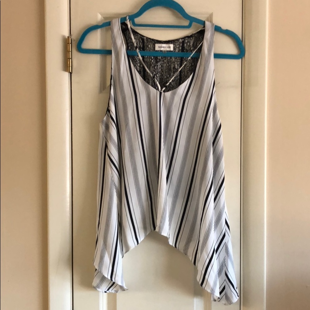 Sugar + L!Ps black and white flowy shirt